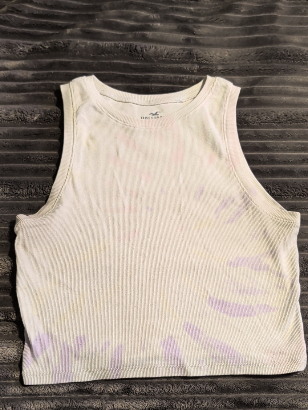 Hollister Ribbed Crop Tank Top in Pale Lavender Tie-Dye